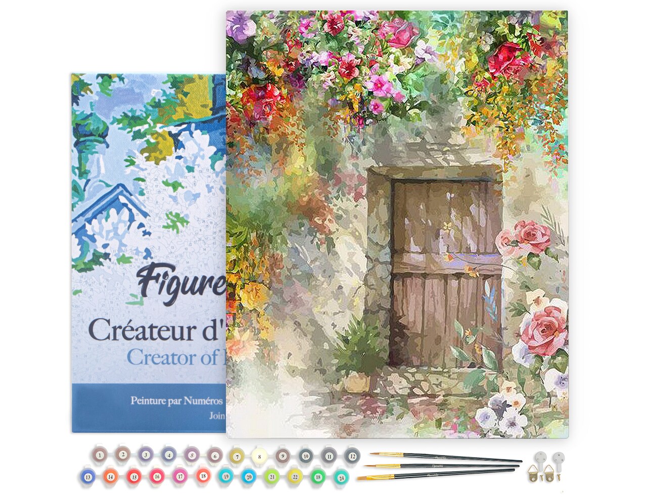 Figured'Art Paint by Numbers for Adults with Frame Cave entrance 16"x20" - Craft Art Painting DIY Kit Canvas Already Stretched on a Wooden Frame